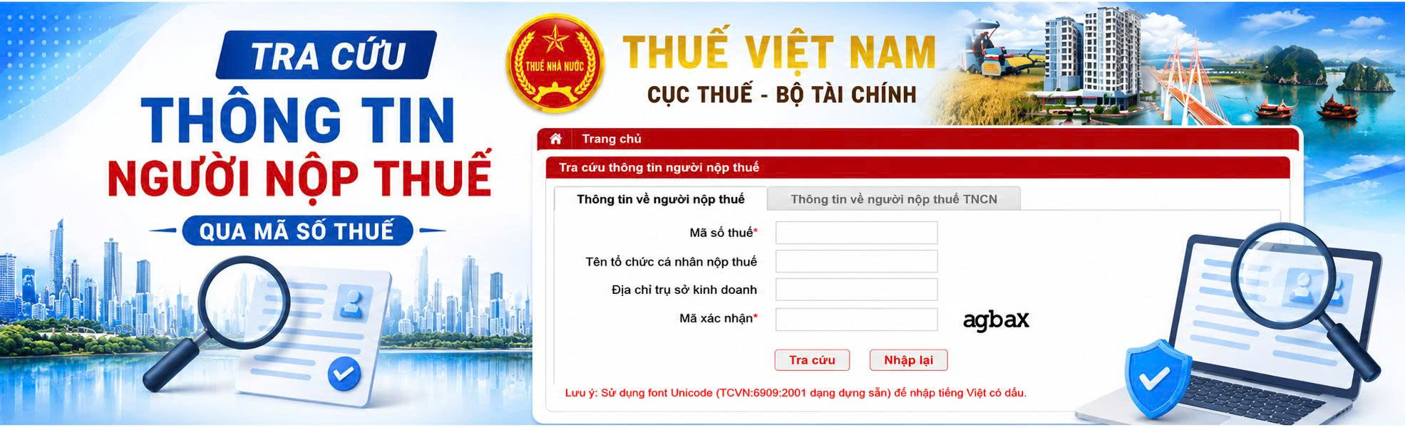 Nhấn vào đây để Tra cứu thông tin người nộp thuế qua mã số thuế