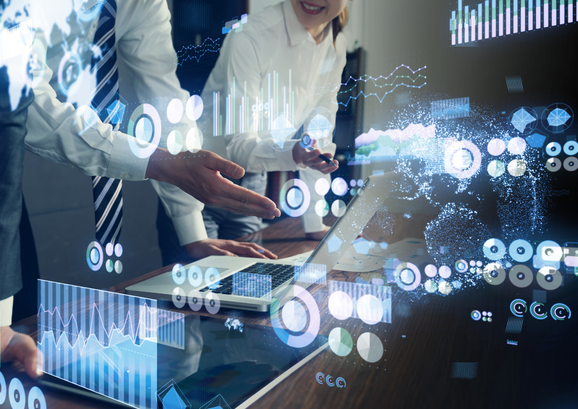 blue and purple modern ai business solutions brochure