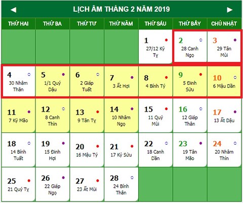 lich nam 2019