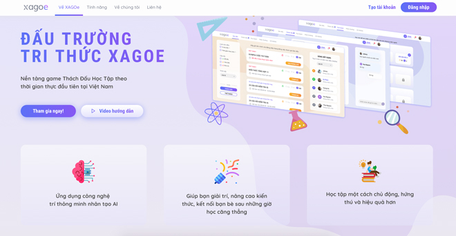 the web interface of the xagoe online learning platform